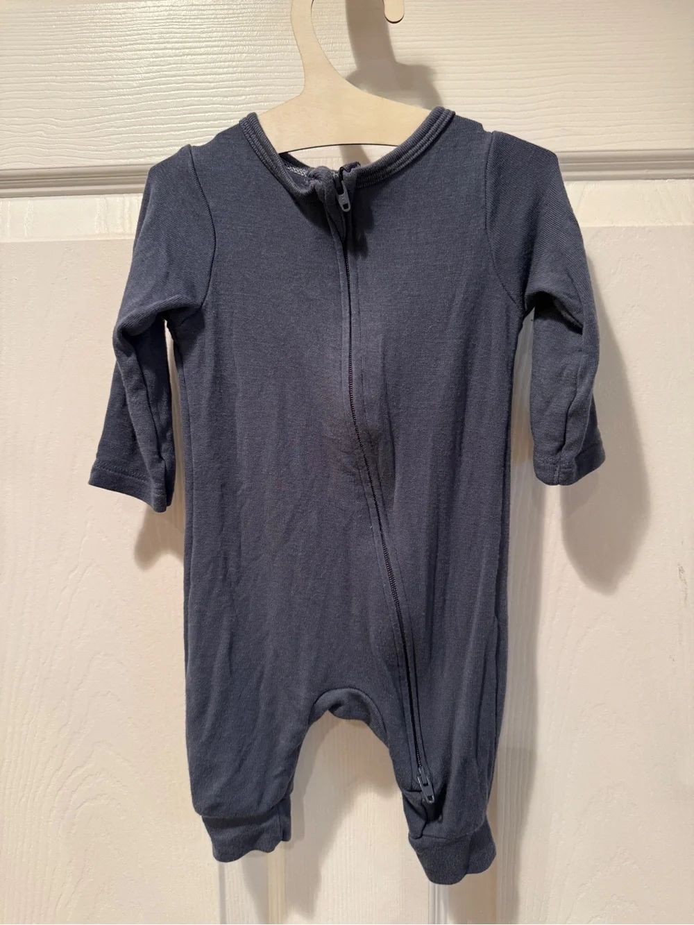 Cloud Island Navy Blue Modal Zip-Front One-Piece Romper 0-3M